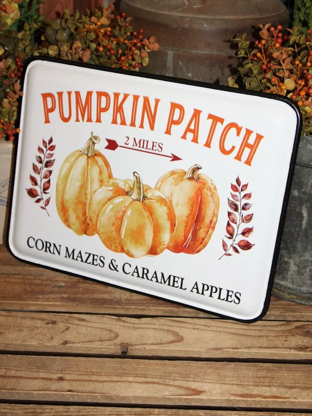 NEW Farmhouse PUMPKIN PATCH Metal Enamelware Autumn Fall Wall Decor Sign